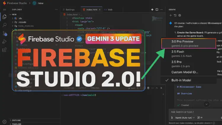 Firebase Studio 2.0 + Gemini 3 Pro : Firebase Studio by Google just got a CRAZY UPGRADE!